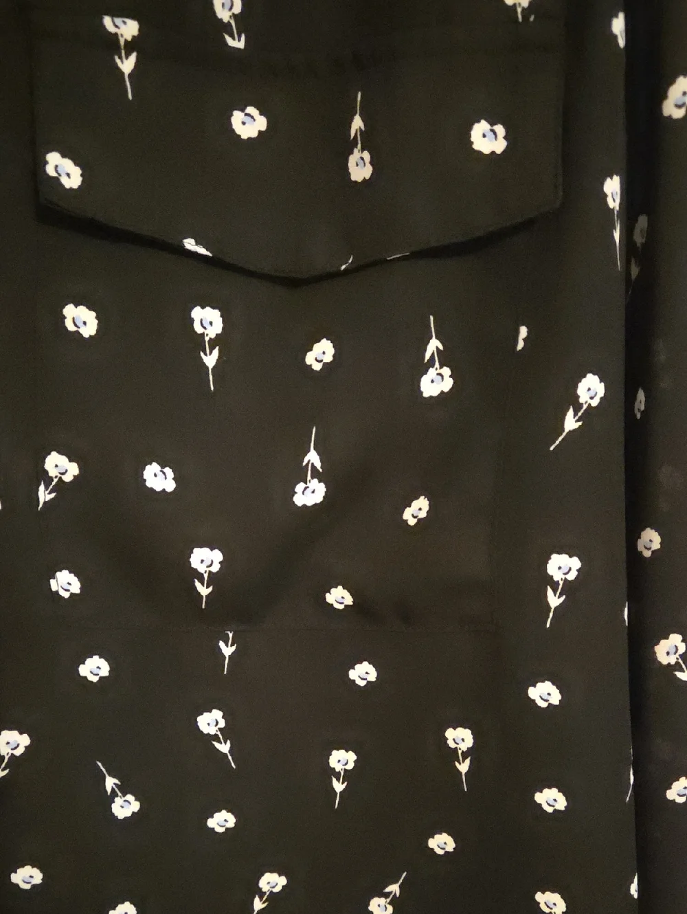 ANN TAYLOR CAMP SHIRT Black Floral - Picture 2 of 2